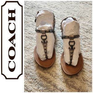 Coach Leather Wedge Sandals